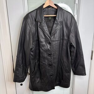 Vintage Women’s Danier Black Leather Car Coat Jacket  Size M:10-12 Boyfriend Fit